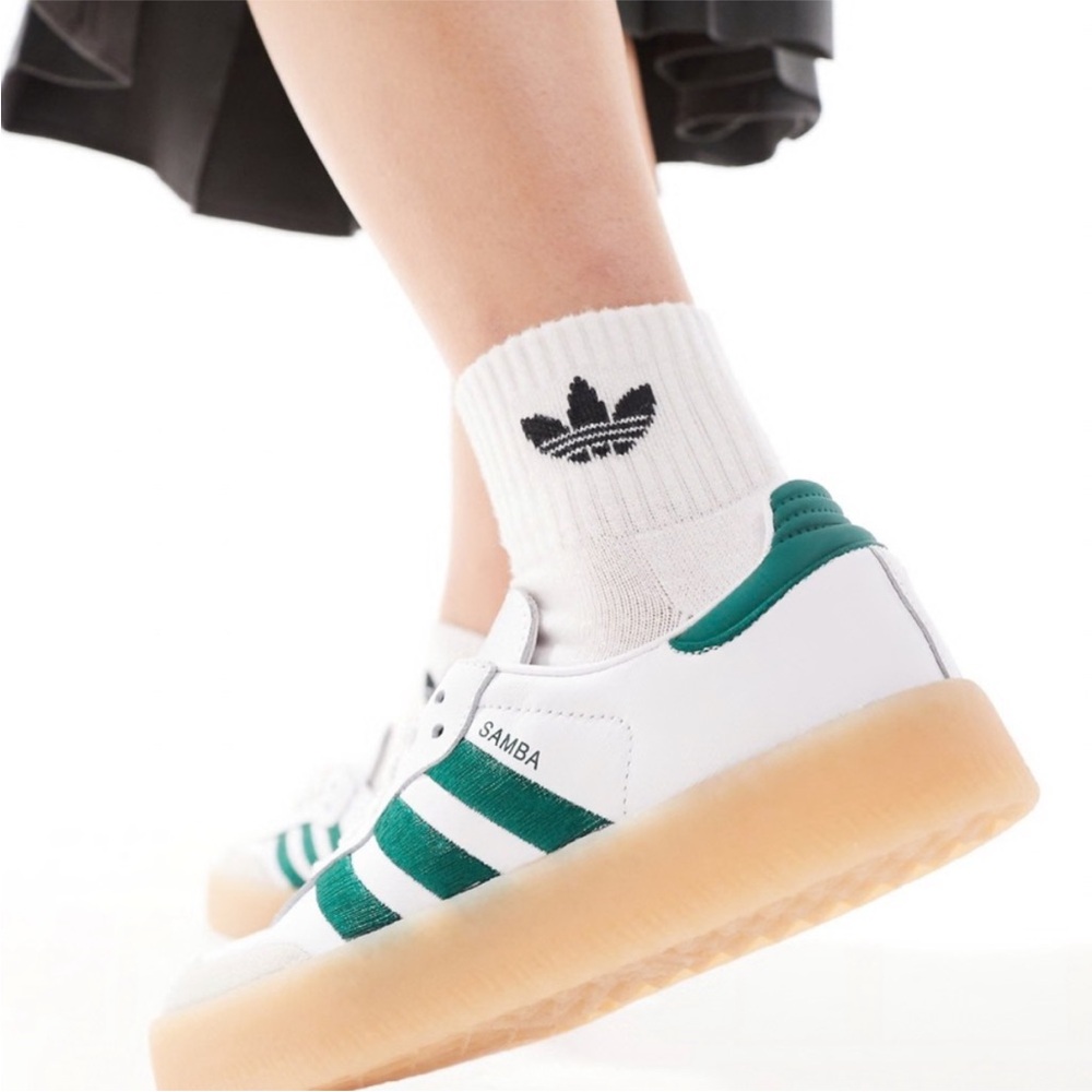 Adidas Samba White and Green Shoes Size 8.5 - Picture 2 of 13
